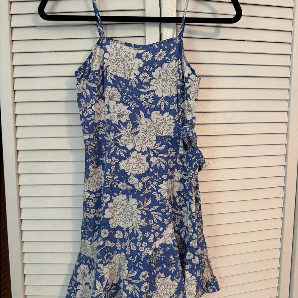 Express Blue and White Floral Mini Dress